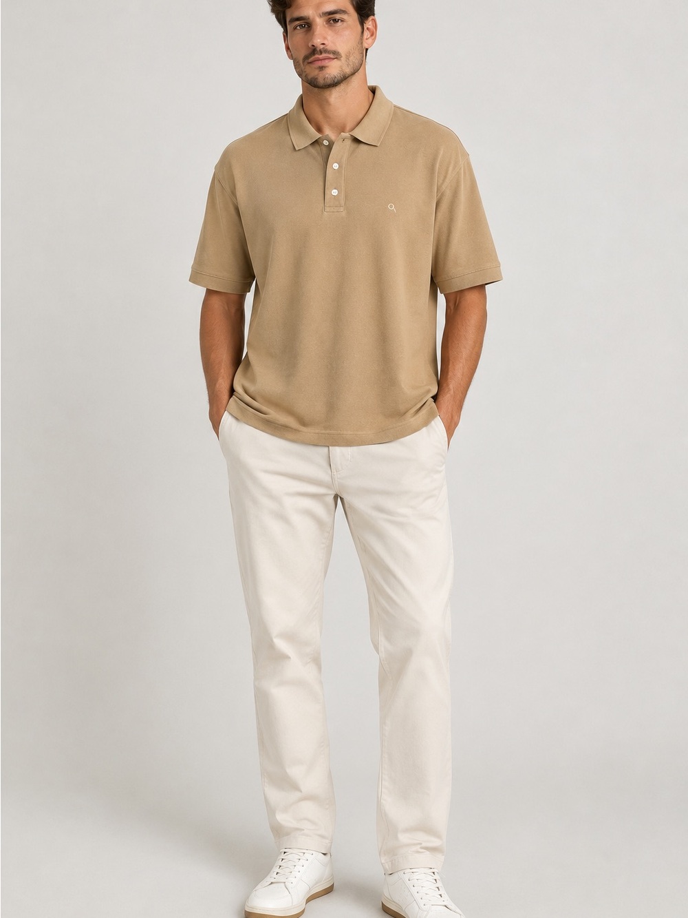 Duck Head Men's Polo Shirt in Light Tan Size Large